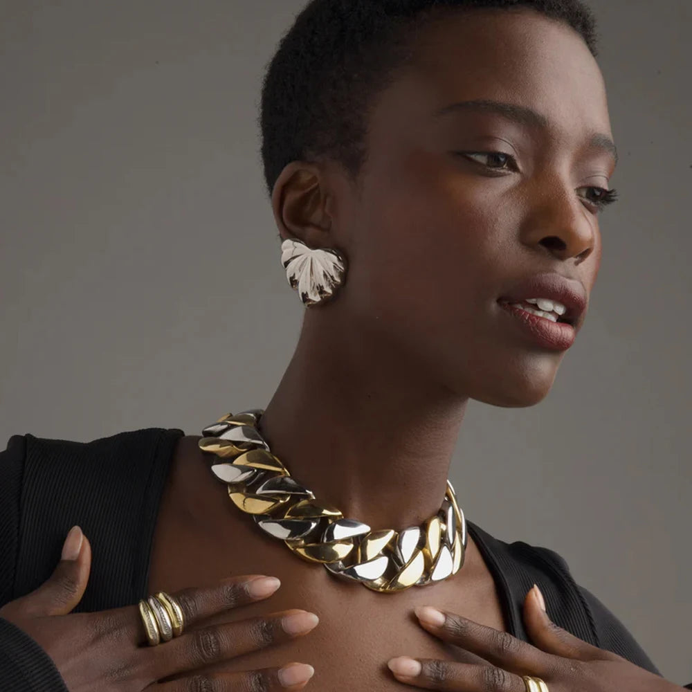 Charm Puffs Design 18K rustfrit stål Metal Rustfast Love Heart Buttede Croissant Øreringe Vandtætte stilfulde smykker