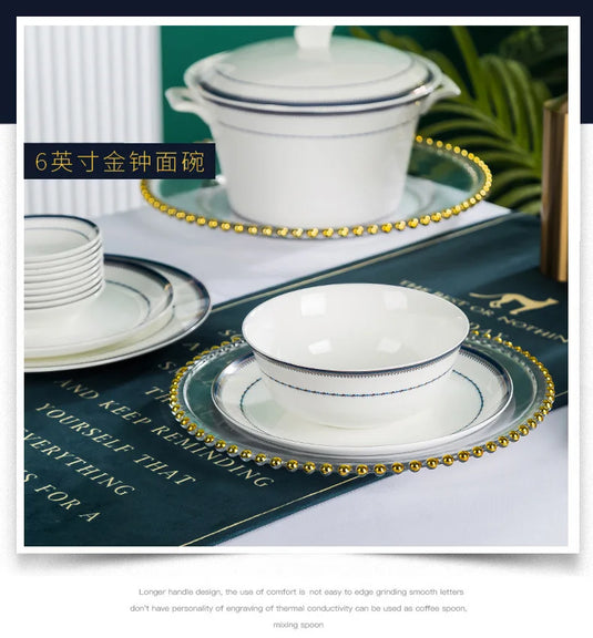 Jingdezhen European style bone porcelain household utensils, ceramic tableware, minimalist set of dishes and plates