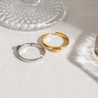 Minimalist 18k Altın Kaplama Paslanmaz Çelik Aşk Kalp Renk Eşleştirme Ayarlanabilir Açık Yüzük Kadınlar Alerjiye Karşı Charm Takı
