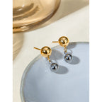 Spersonalizowane kolczyki z koralikami w dopasowanym złotym i srebrnym kolorze, pokryte 18K PVD, ze stali nierdzewnej, minimalistyczna modna biżuteria dla kobiet