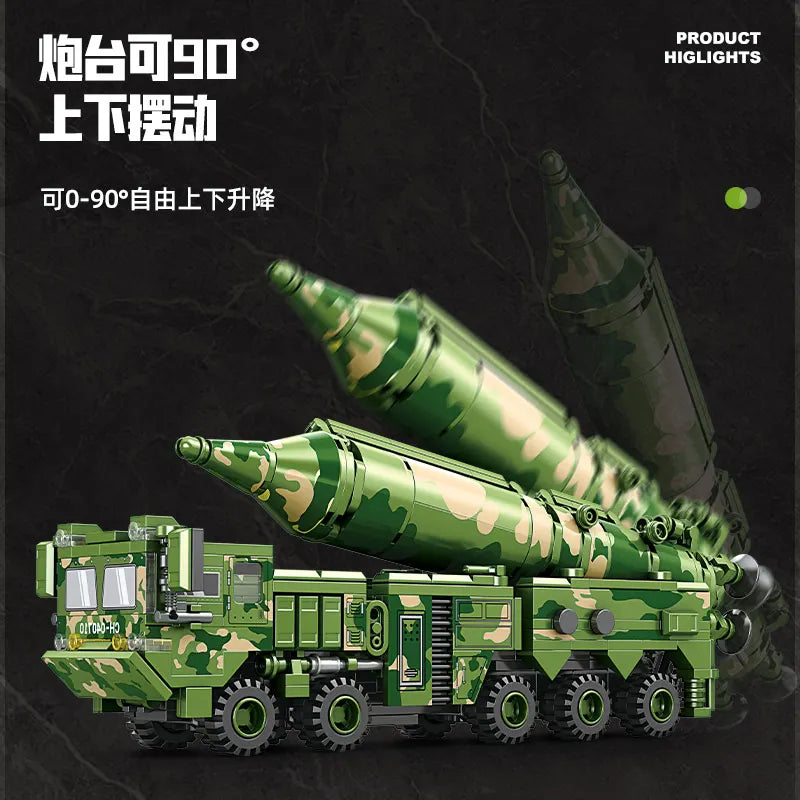 Missile Vehicle Building Blocks WWII Military Truck Brick Tank Building Blocks Missile Launcher Model Boys Toys Kids Toys