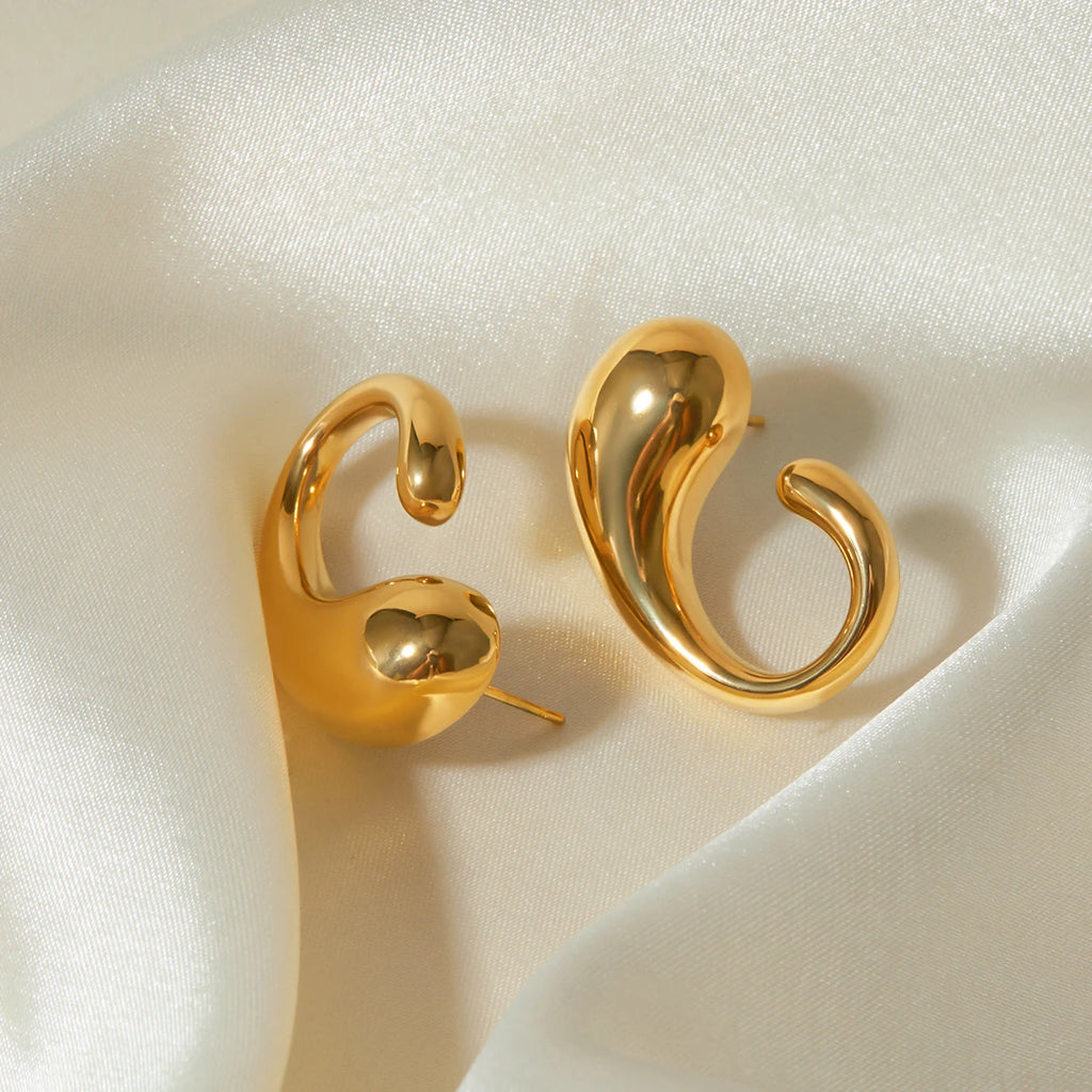 18k vergoldete, zarte Ohrringe aus Edelstahl in Wassertropfenform, leicht, gemütlich, rostfrei, temperamentvoll, Bijoux Femme Gala Geschenk