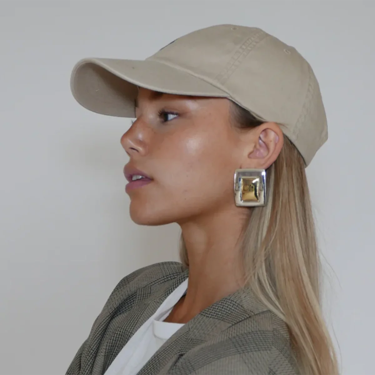 Minimalistisk 18K forgyldt erklæring rustfrit stål rektangulære matchende farve øreringe Kreative eksklusive personlige smykker