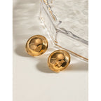 18K PVD minimalistisk rustfrit rustfrit stål runde konvekse øreringe med hammerslag Anti-allergiske kvinder vandtætte smykker