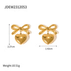 Pendientes de corazón liso de amor de acero inoxidable chapados en oro de 18K Serie hipoalergénica resistente al deslustre y al agua Joyería gruesa para mujer
