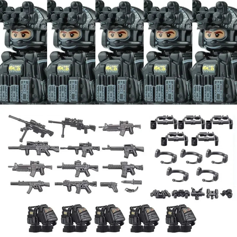 Military Special Forces MOC Building Block German KSK Special Forces Soldier Figure SWAT Army Gun Weapon Vest Backpack Brick Toy