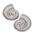 Stålfarve Rustfrit stål Chunky Conch Stud Øreringe Metal Tekstur Vandafvisende Hypoallergene Finpolerede smykker