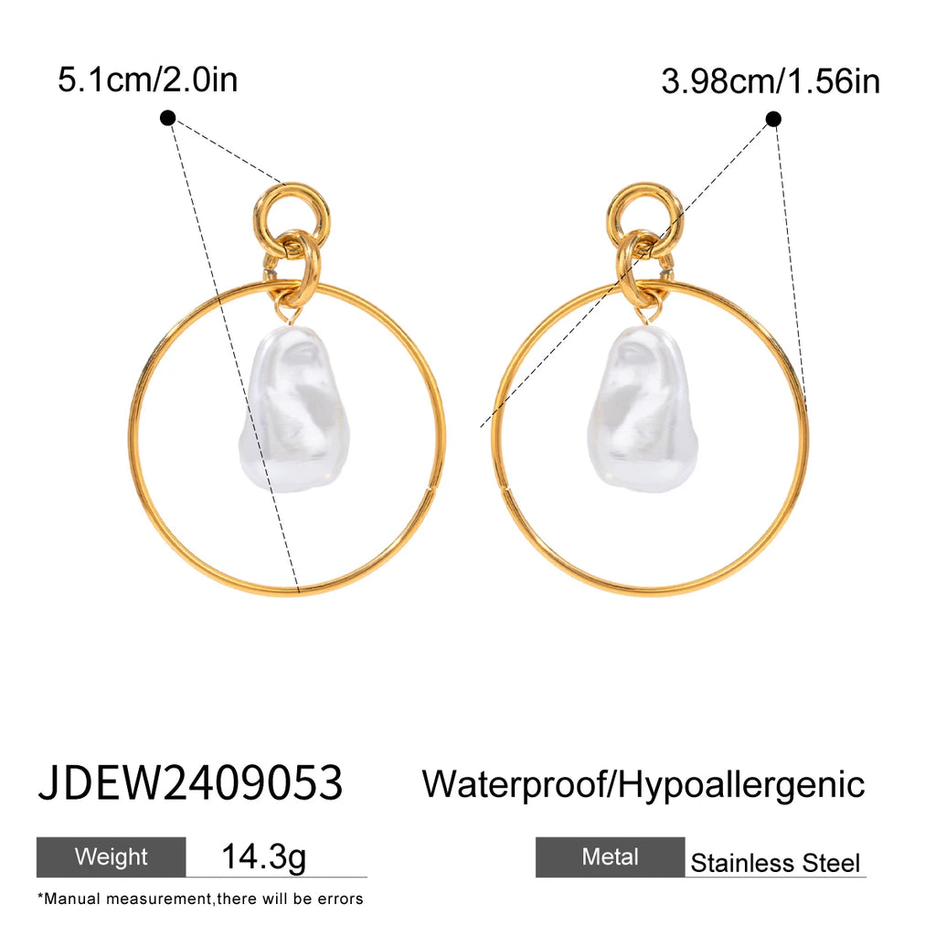 Hollow Out Circle Glas Perle Øreringe 18K PVD Belagt Dame Anti Allergisk Rust Beskyttet Stilfulde smykker bijoux femme