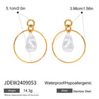 Hollow Out Circle Glas Perle Øreringe 18K PVD Belagt Dame Anti Allergisk Rust Beskyttet Stilfulde smykker bijoux femme