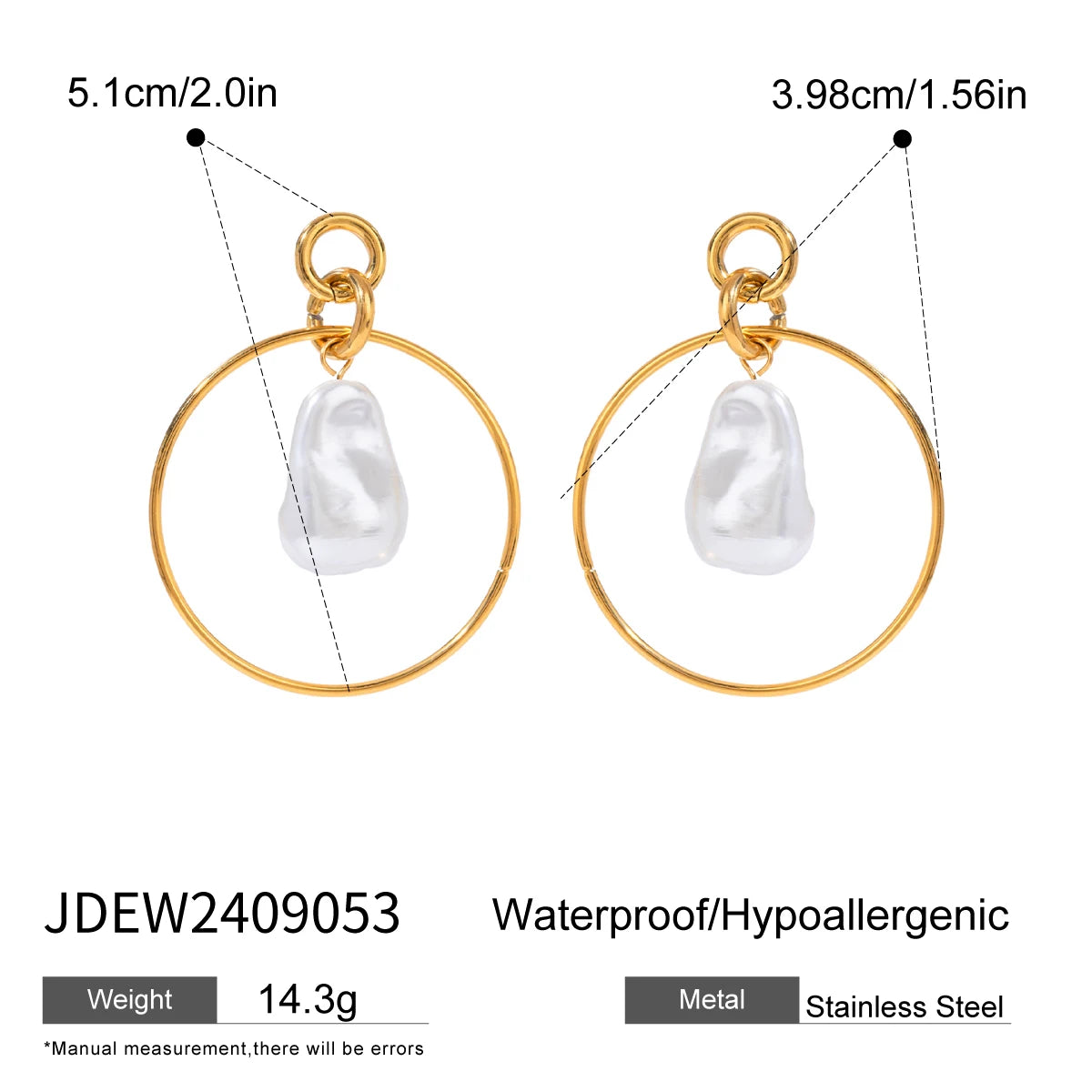 Hollow Out Circle Glas Perle Øreringe 18K PVD Belagt Dame Anti Allergisk Rust Beskyttet Stilfulde smykker bijoux femme