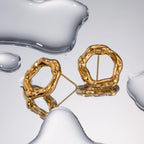 Hollow Design Lava Textured Stud øreringe til kvinder rustfrit stål vandtæt smykker feriegave