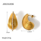 Leggeri Orecchini Unici In Acciaio Inossidabile Placcati Oro 18k Con Incastonatura Di Strass Set Gioielli Donna Bijoux Femme Regalo Gala