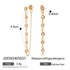 18K PVD-beschichteter Edelstahl Minimalistische Quaste Puder Guss Runde Zirkon Ohrringe Wasserdicht Hochwertiger Damenschmuck