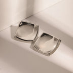 Rustfrit stål anløbssikker 18K guldbelagte geometriske firkantede overdrevne ørestikker Hypo-allergeniske smykker til kvinder