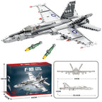 F-18 Strike Hornet Fighter Building Blocks Set, Jet Fighter Construction Kit, Military Toy Gift for Adults, Teens 14+, 1387 Pcs