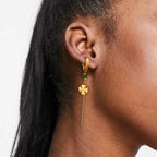 18K Gold Plated Charm Natural Stone Pentagram Moon Smooth Hoop Earrings Women Stainless Steel Fashion Jewelry Gala Gift