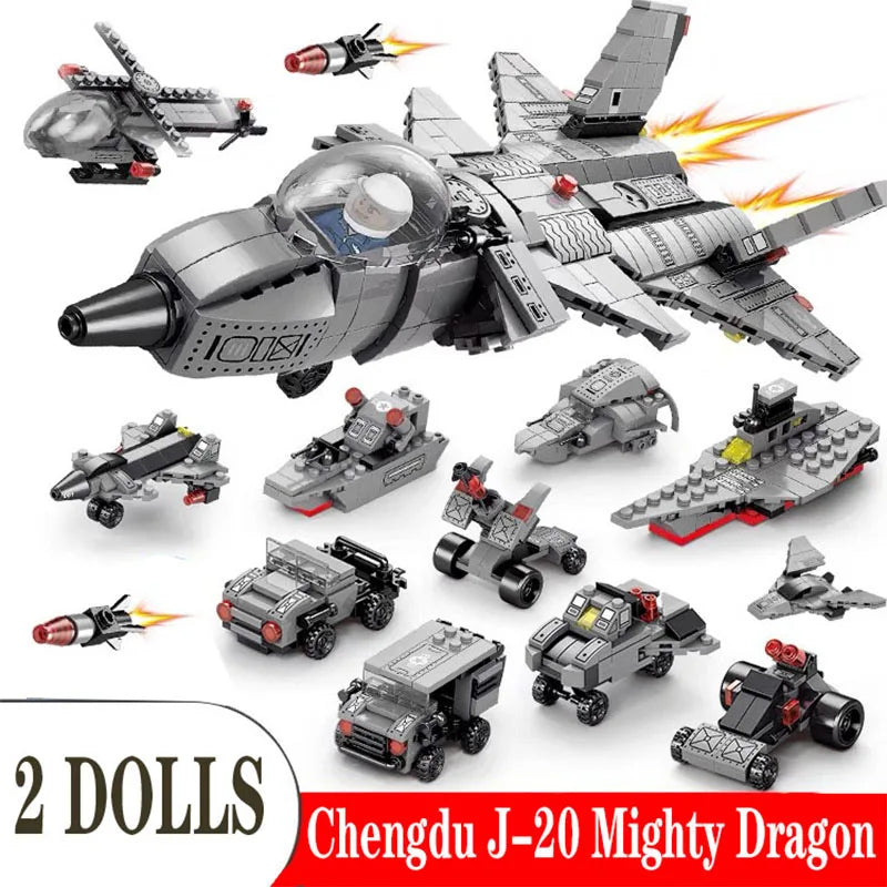 1186pcs Military Chinese J-15 Carrier Fighter Aircraft Flying Shark Model Building Blocks Plane Bricks for Children Boy Toy Gift