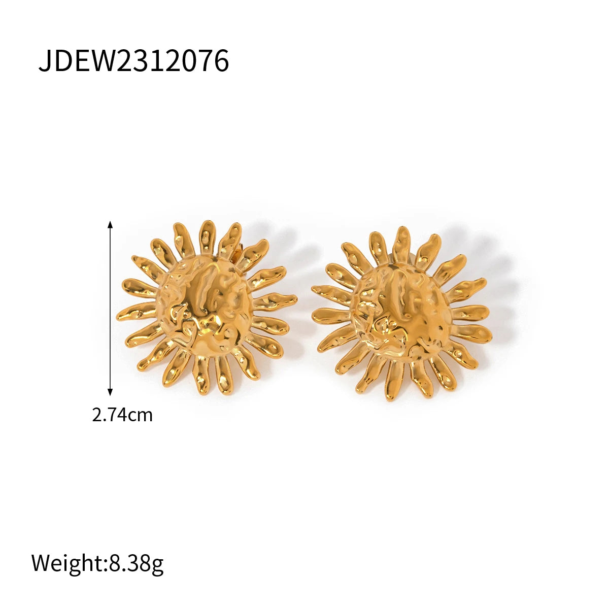 18k Gold Plated Stainless Steel Turquoise Inlay Sunflower Shaped Dangle Earrings Stylish Trendy Waterproof Jewelry for Women