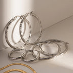 گوشواره سیمی با خلق‌وخوی شیک، سبک کاخ، استیل ضدزنگ رترو، ضدآب، بدون تغییر رنگ، جواهرات بافت‌دار فلزی