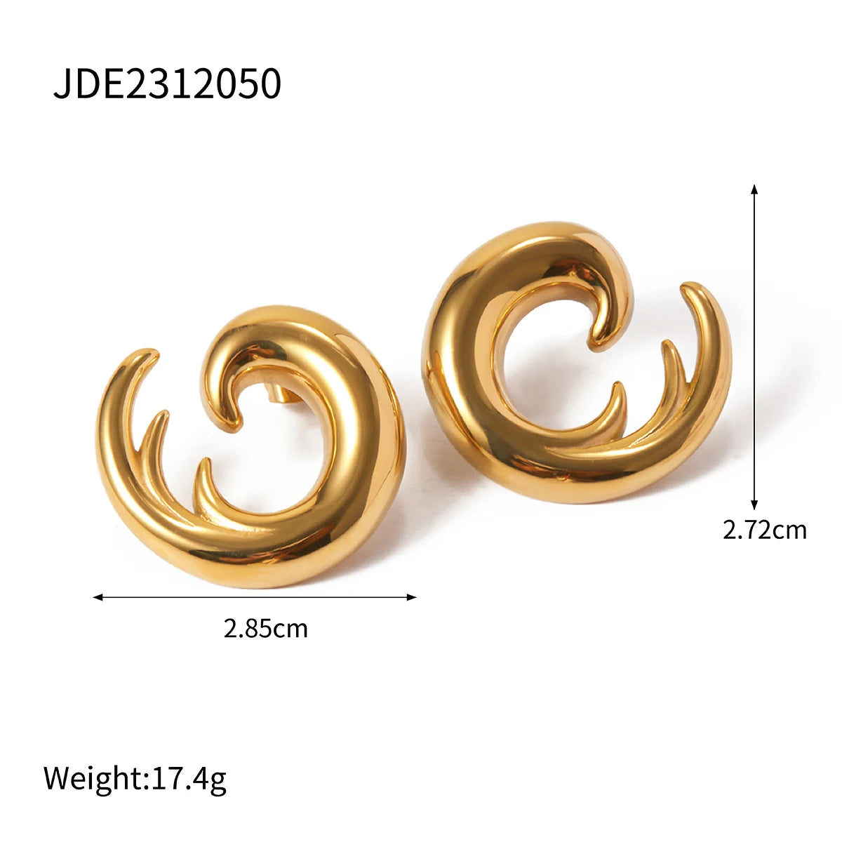 18K Gold Plated Summer Sea Ocean Shell Vortex Series Vintage Stud Earrings Stainless Steel Statement Waterproof Jewelry Women