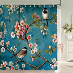 Flowers and Birds pattern Shower Curtain 3D Bath Screen Waterproof Fabric Bathroom Decor 240X180cm With Hook Shower Curtains