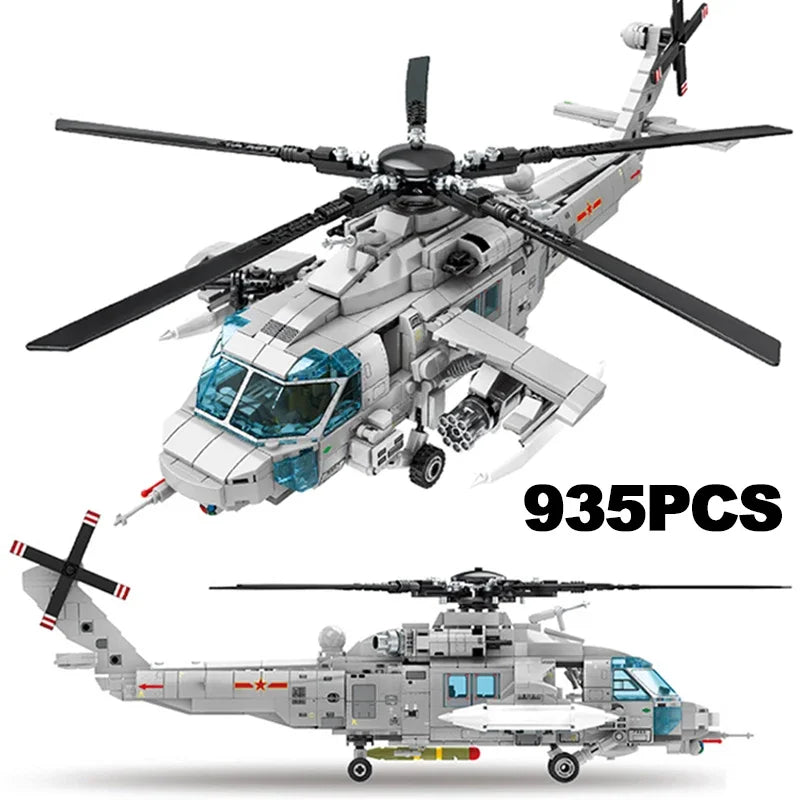 Technical Armed Police Helicopter Building Blocks Model Military STEM Kit WW2 Aircraft Warship Bricks Toys For Kids Adult Gifts