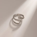 Rustfrit stål Delikat 18k forgyldt udhulet uregelmæssig ring Lys Hyggelig Rustfri Bijoux Femme Gallagave