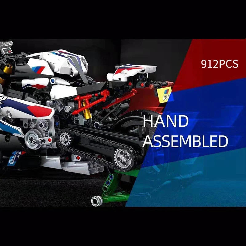 912Pcs City Technical Locomotive Motorcycle Building Blocks MOC Speed Supercar Motorbike Model Bricks Boy Toy for Childrens Gift