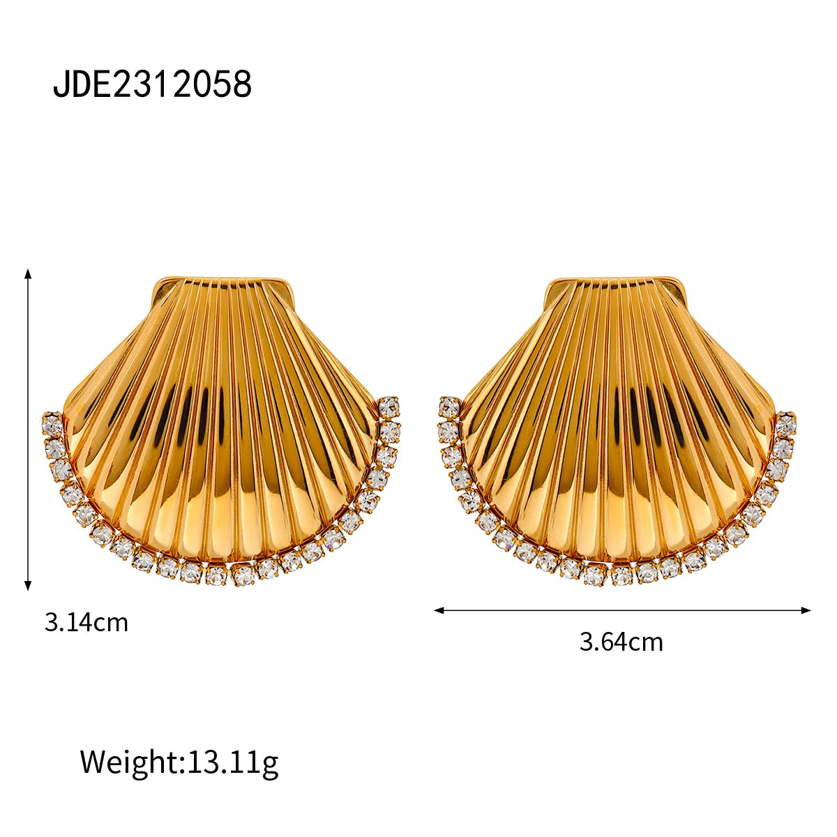 18K Gold Plated Summer Sea Ocean Shell Vortex Series Vintage Stud Earrings Stainless Steel Statement Waterproof Jewelry Women