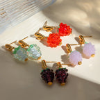 Orecchini piccoli a grappolo multicolore in resina, acciaio inossidabile placcato oro 18K, gioielli da orecchio a dichiarazione, resistenti all'ossidazione, regalo per donna