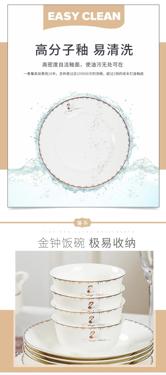 Ensemble de vaisselle et de plats en céramique Jingdezhen pour usage domestique