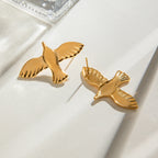 18K Stainless Steel Stylish Smooth Peace Dove Shaped Earrings Women Trendy Charm Chic Statement Jewelry Gala Gift - Grand Goldman