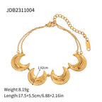 New Stainless Steel Moon Shaped Pendant Crystal Earring/Necklace/Bracelet Metal 18K PVD Plated Attractive Jewelry Gala Gift - Grand Goldman
