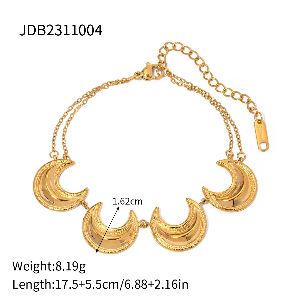 New Stainless Steel Moon Shaped Pendant Crystal Earring/Necklace/Bracelet Metal 18K PVD Plated Attractive Jewelry Gala Gift - Grand Goldman