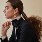 Brincos Pingente Gota de Água Hemisfério Fashion Chique Geométrico em Aço Inoxidável Banhado a Ouro 18K Charme Grande Joia para Orelha Feminina