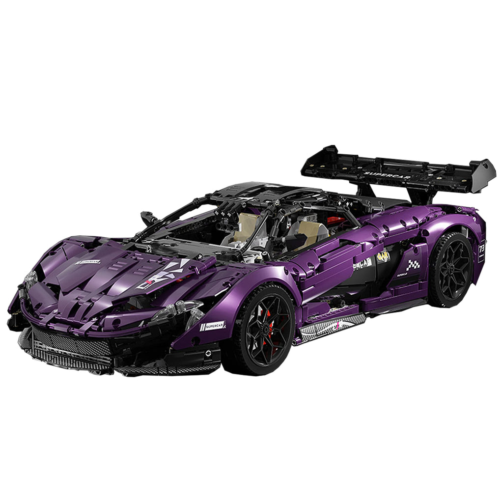 3500+PCS 1:8 Scale Purple Technology Supercar Building Block Kit Electroplated Racing Model Complex Assembly Toy for Adults