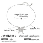 Zora Retroism 18K guldfarvebelagt rustfrit stål Halskæde med almindelig søstjerne, let luksus justerbar ring til kvinder, dagligt slid