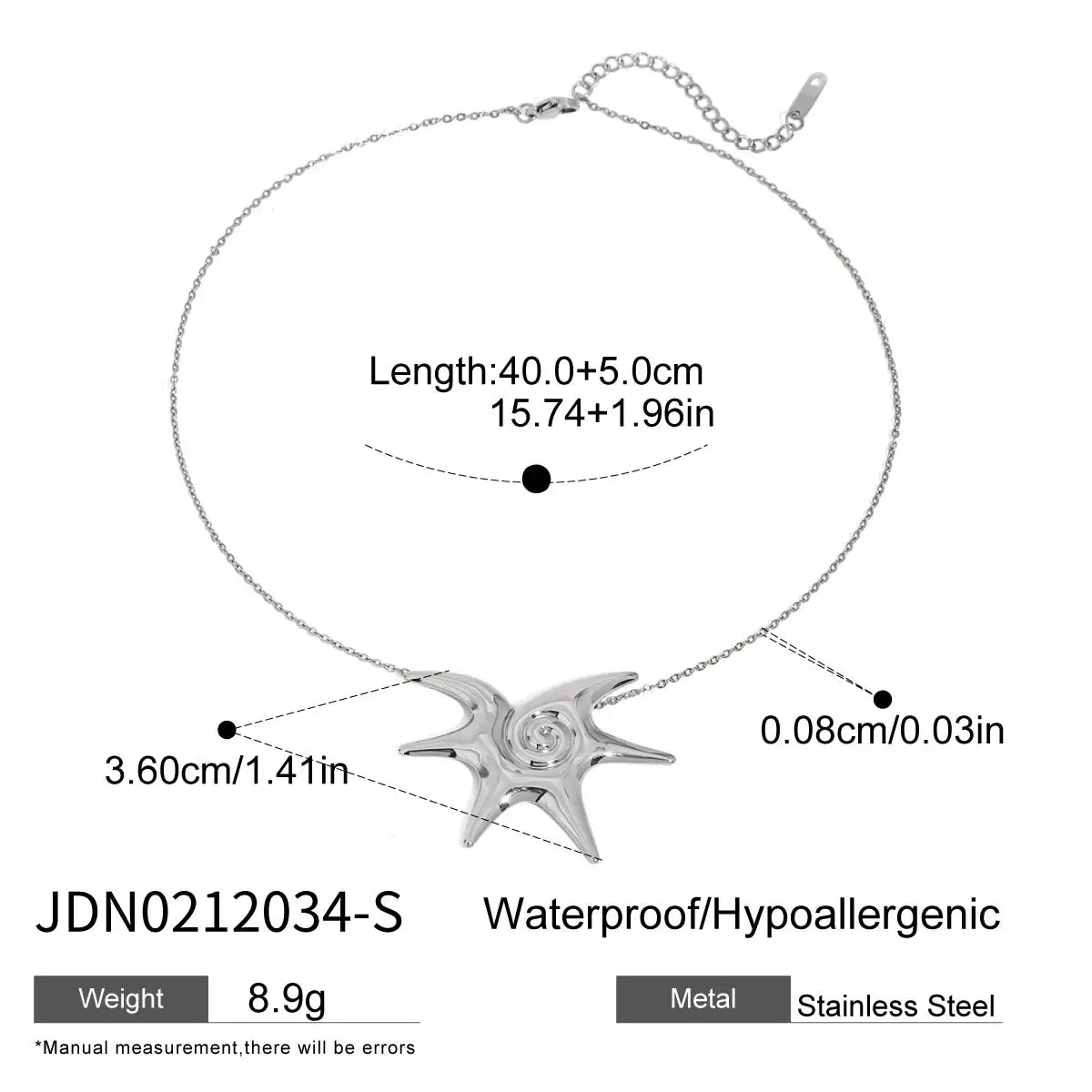 Zora Retroism 18K guldfarvebelagt rustfrit stål Halskæde med almindelig søstjerne, let luksus justerbar ring til kvinder, dagligt slid
