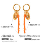 Stilfuld 18K forgyldt rustfrit stål Simple multi-formede vedhængsring øreringe Dame charms Vandtæt smarte smykker