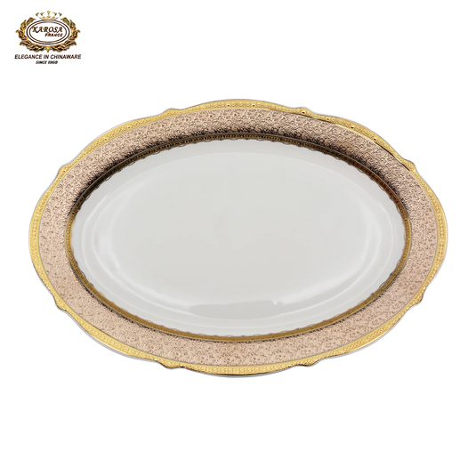 Ensemble de vaisselle de luxe doré de style royal Karosa 98 pièces en porcelaine anglaise