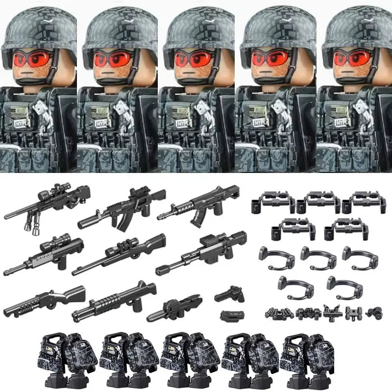Military Special Forces MOC Building Block German KSK Special Forces Soldier Figure SWAT Army Gun Weapon Vest Backpack Brick Toy
