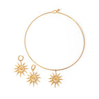 Stainless Steel Geometric Fashion Spiral Sunflower Pendant Necklace/Earrings 18K Gold Plated Prevent Allergy Statement Jewelry - Grand Goldman