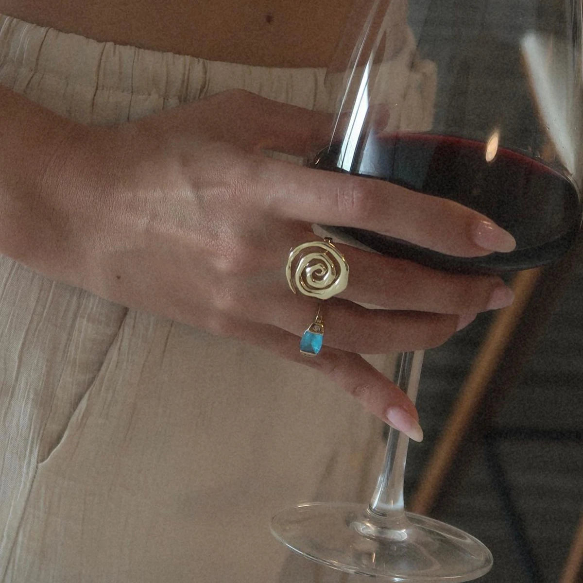 18K PVD Plated Trendy Stainless Steel Round Threaded Earring Ring Set Charm Jewelry Waterproof for Women Gala Gift - Grand Goldman