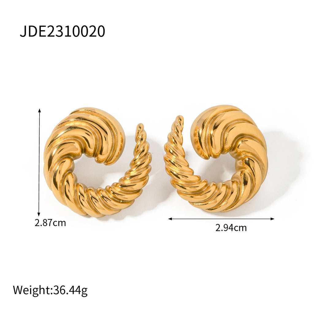 Roestvrijstalen Spiraal Ontwerp Oorknopje Nieuwe Metaalstructuur 18 K Verguld Modieuze Ketting Waterdichte Sieraden Bijoux Femme Cadeau
