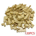 120PCS Random Striped Bricks MOC Building Blocks Toys Palace Castle Creative Figures Military City House Wall DIY Parts