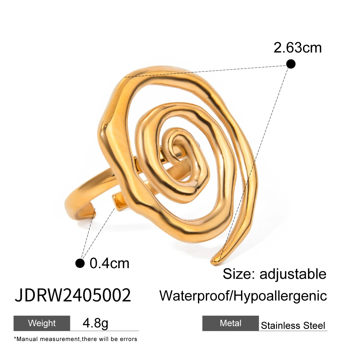 Edelstahl Minimalistisches Multi-Stil Design Offener Ring Goldfarbe Leicht Gemütlich Damen Charme 18K PVD-beschichteter Statement-Schmuck