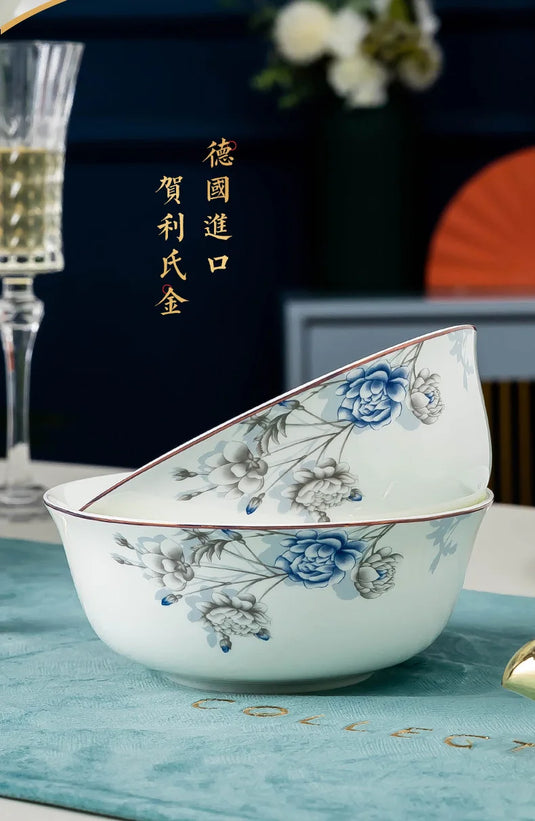 Jingdezhen Household Ceramic Bowls, Tableware Set, Bowls, Dishes, Chinese Bone Porcelain Tableware