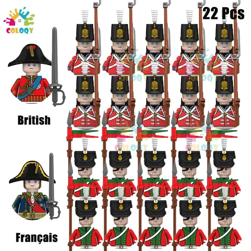 Kids Toys 22/10 Pcs Napoleonic Wars Military General Soldier Building Blocks Imperial Navy Figures Toys For Kids Birthday Gifts