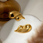 18k Gold Plated Rust Proof Geometric Stainless Steel Double Layer Water Drop Earrings Charm Statement Anti Allergic Jewelry - Grand Goldman
