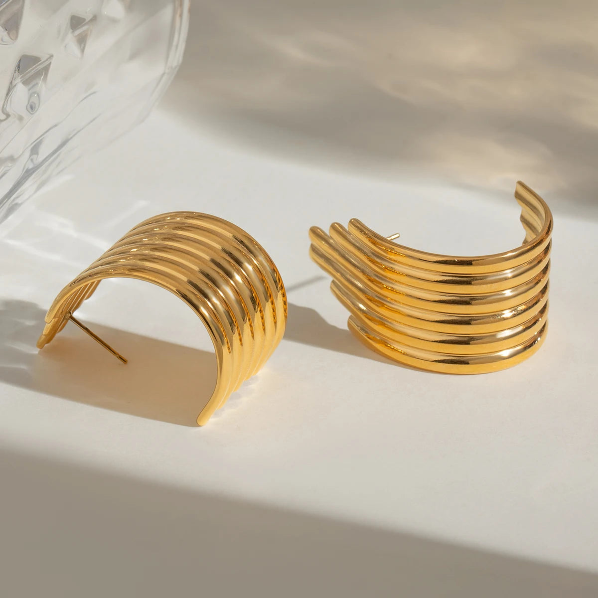 18K forgyldt rustfrit stål Glat uregelmæssig bump øreringe Kvinder Charms Metal Tekstur Vandtæt Smykker Gala Gave